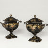 A Rare Pair of Regency Period Tole Chestnut Urns